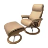 Relaxsessel Aura S Leder Cori Mole Beige Gestell Signature Metall Chrom Holz Eiche Mit BalanceAdapt Inklusive Hocker