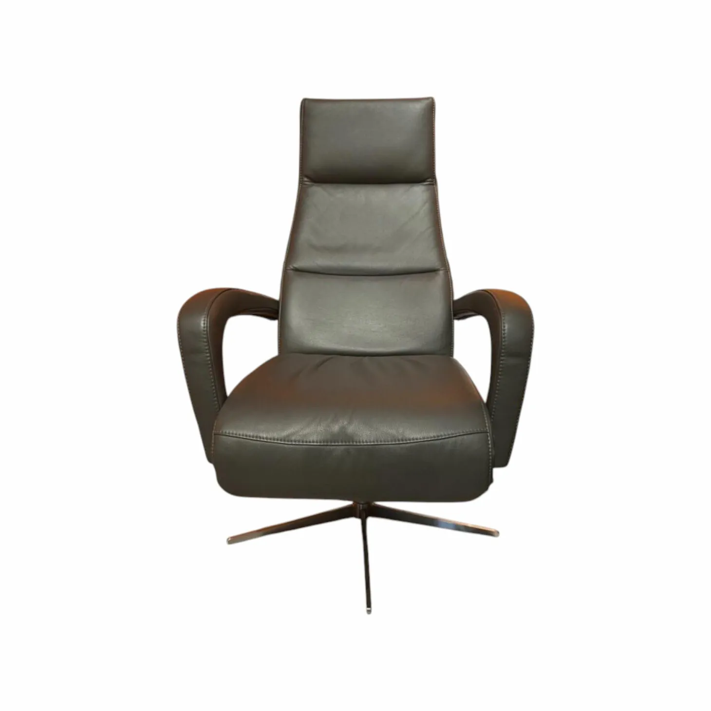 Relaxsessel Balok Innen Leder Anthrazit Außen Stoff Aubergine Violett Gestell Kreuzfuß Edelstahl Drehbar