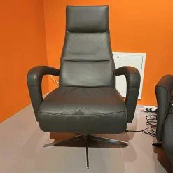 Relaxsessel Balok Innen Leder Anthrazit Außen Stoff Aubergine Violett Gestell Kreuzfuß Edelstahl Drehbar