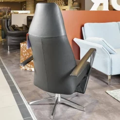 Relaxsessel Bolero Mini Leder Schwarz Gestell Silber