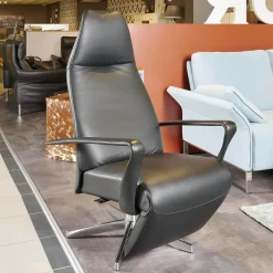 Relaxsessel Bolero Mini Leder Schwarz Gestell Silber