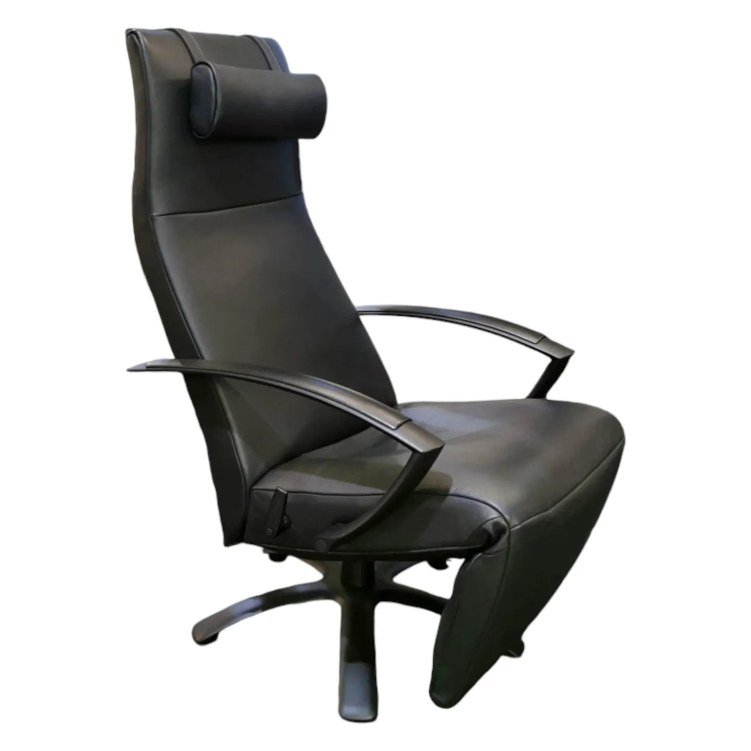 Relaxsessel Brainbuilder Mono-Move Medi Leder Celia Nero Schwarz Gestell Schwarz