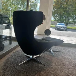 Relaxsessel Caruzzo Leder Danza 100 Phantom Anthrazit Fuß Pure 4 Strahlig Aluminium Poliert Mit Hocker