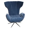 Relaxsessel Cassia A156 Stoff 64 1984 Happy Velvet Powder Grey Blau Fuß Aluminium Poliert
