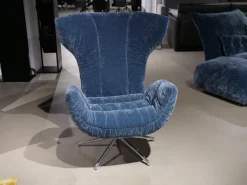 Relaxsessel Cassia A156 Stoff 64 1984 Happy Velvet Powder Grey Blau Fuß Aluminium Poliert