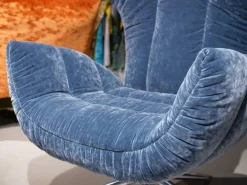 Relaxsessel Cassia A156 Stoff 64 1984 Happy Velvet Powder Grey Blau Fuß Aluminium Poliert
