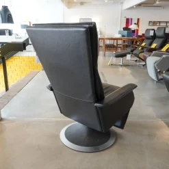 Relaxsessel Ceto Leder Schwarz Gestell Edelstahlring Und Schwarzes Leder Manuell Verstellbar