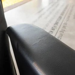 Relaxsessel Ceto Leder Schwarz Gestell Edelstahlring Und Schwarzes Leder Manuell Verstellbar