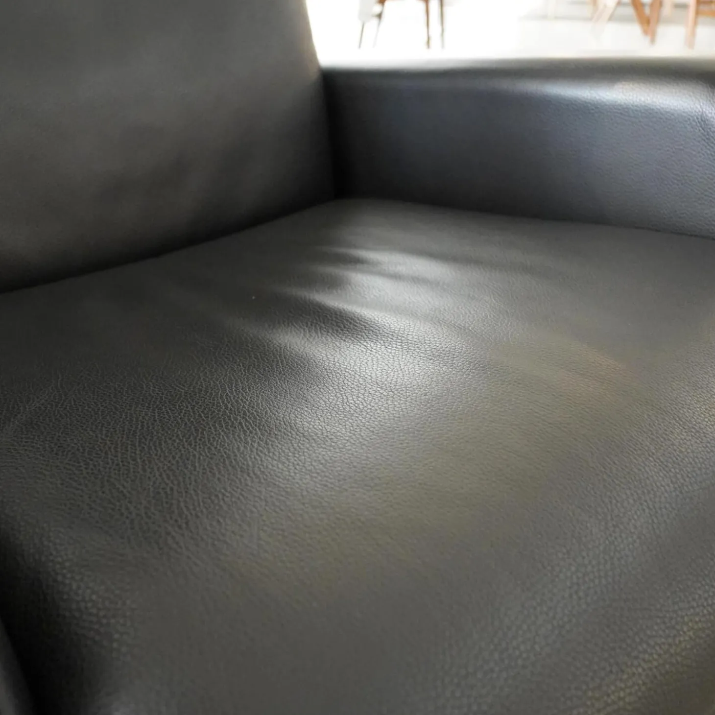 Relaxsessel Ceto Leder Schwarz Gestell Edelstahlring Und Schwarzes Leder Manuell Verstellbar