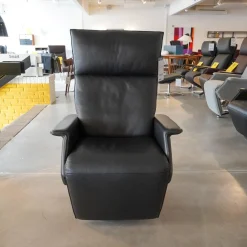 Relaxsessel Ceto Leder Schwarz Gestell Edelstahlring Und Schwarzes Leder Manuell Verstellbar