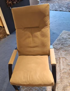 Relaxsessel Classics 263 Leder M Lavagrau Gestell Schwarz mit Hocker