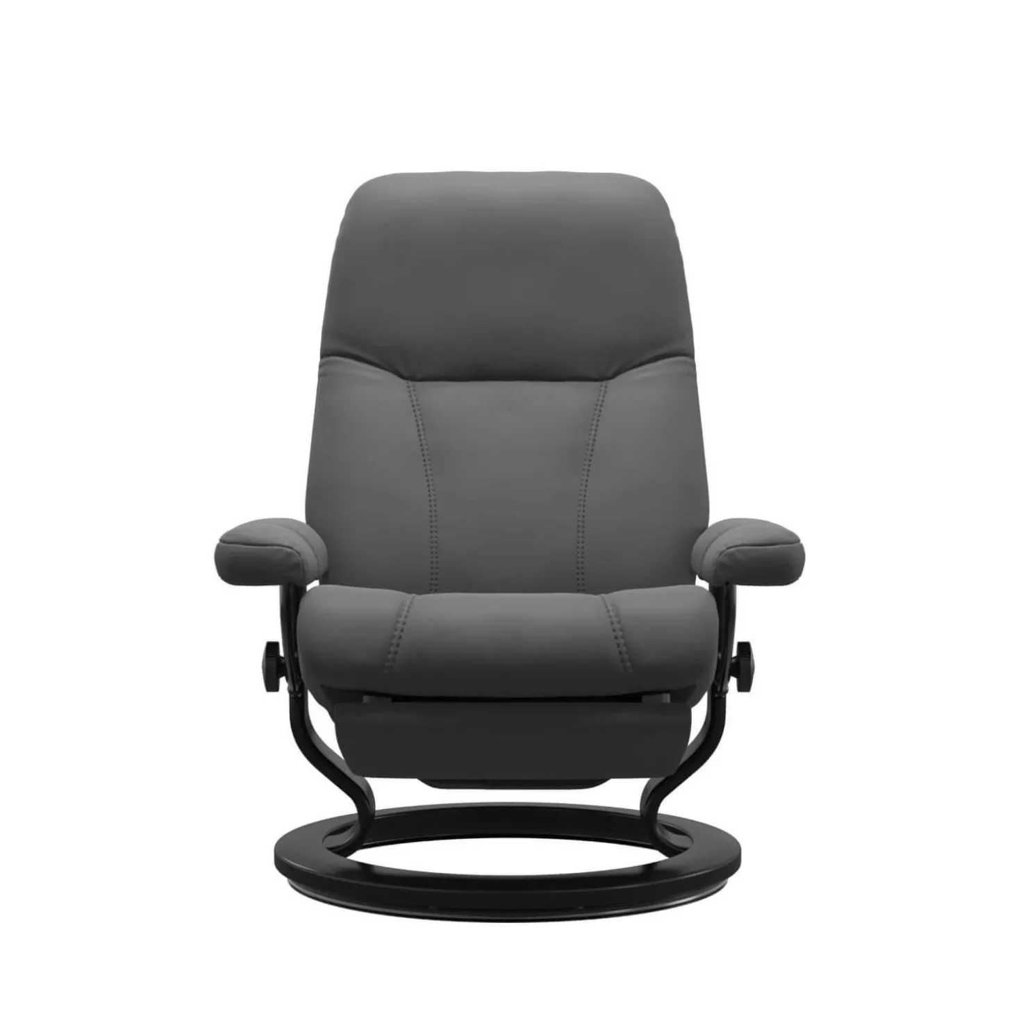 Relaxsessel Consul M Power Leder Batick 79 Grey Grau Base Classic Holz 05 Schwarz Gebeizt Motorisch Verstellbar Mit Leg And Back Funktion