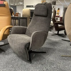 Relaxsessel Cosy Ghost JR 7790 Stoff Giada C096 3 Blau Grau Meliert 4 Sternfuß Gewellt Matt Schwarz Lackiert