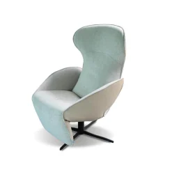 Relaxsessel Daydreamer Innen Stoff Galetti 003 Beige Sand Außen Leder Lipano Ovo Grau 4 Sternfuß Schwarz