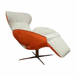 Relaxsessel Daydreamer Mono-Move Medi Innen Stoff Thuile C0001 Cremeweiß Außen Leder Nubuck Rosso Orange