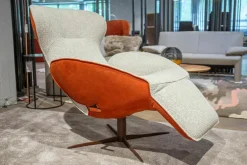 Relaxsessel Daydreamer Mono-Move Medi Innen Stoff Thuile C0001 Cremeweiß Außen Leder Nubuck Rosso Orange