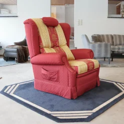 Relaxsessel Excalibur Stoff Rot Goldgelb Füße Mit Stoff Bezogen