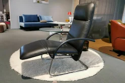 Relaxsessel Fino Leder 6405 Nero Schwarz Gestell Chrom Glänzend