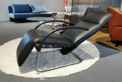 Relaxsessel Fino Leder 6405 Nero Schwarz Gestell Chrom Glänzend