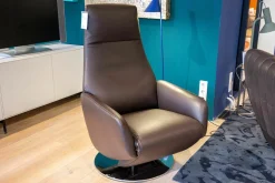 Relaxsessel FM-141 Skye Leder A Cigarro Dunklebraun Gestell Verchromt Glänzend Mit Motor