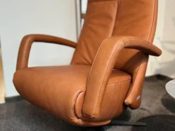 Relaxsessel Girona M Leder Rancho Cognac Braun Sternfuß Edelstahl Schwarz Mit Herz Waage Funktion