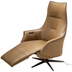 Relaxsessel Girona Medium Leder Prisma 600 Braun Kreuzfuß 32 Aluminium Schwarz