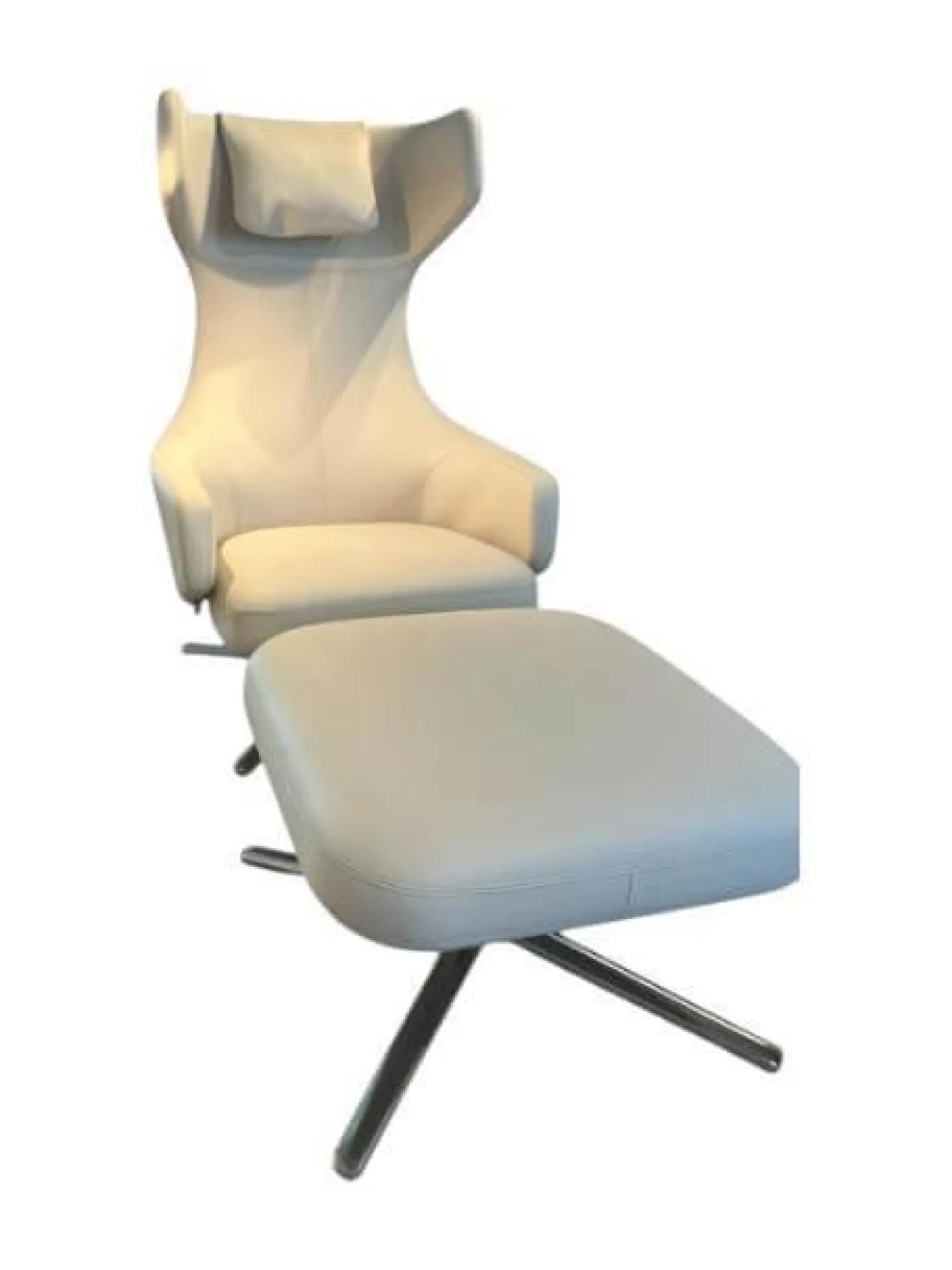 Relaxsessel Grand Repos Leder Premium 73 Ton Grau mit Ottoman