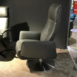 Relaxsessel Horgau S-Lounger L Leder Moor Grau mit Relaxfunktion