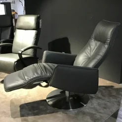 Relaxsessel Horgau S-Lounger L Leder Moor Grau mit Relaxfunktion