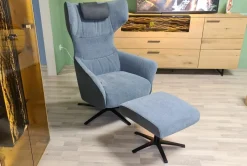 Relaxsessel Houston Relax Stoff Innen Carmen 158 Niagara Grau Außen Loreto 48a Steel Anthrazit Sternfuß Metall Schwarz