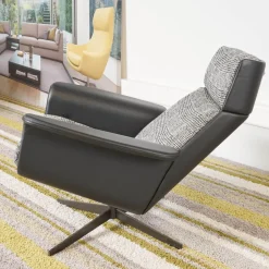 Relaxsessel Legend Leder Normandie Schwarz Stoff Scott 191 Grau