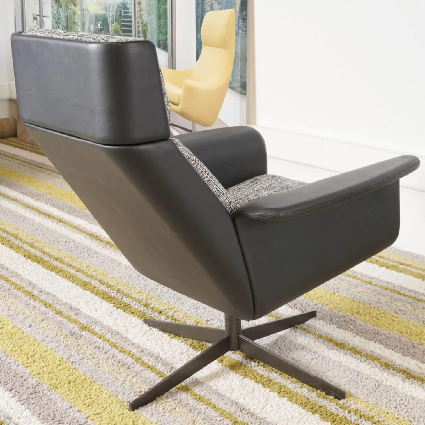 Relaxsessel Legend Leder Normandie Schwarz Stoff Scott 191 Grau