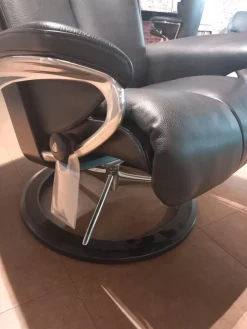 Relaxsessel Magic S Leder Noblesse Black Schwarz Gestell Signature Holz Schwarz Metall Matt Inklusive Hocker