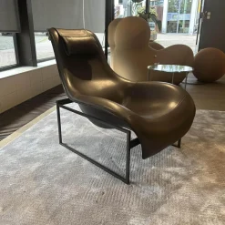 Relaxsessel Mart MPRN1 Leder KS153 Kasia Anthrazit Traggestell Schwarz Lackiert Mit Kopfstütze