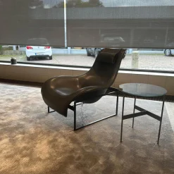 Relaxsessel Mart MPRN1 Leder KS153 Kasia Anthrazit Traggestell Schwarz Lackiert Mit Kopfstütze