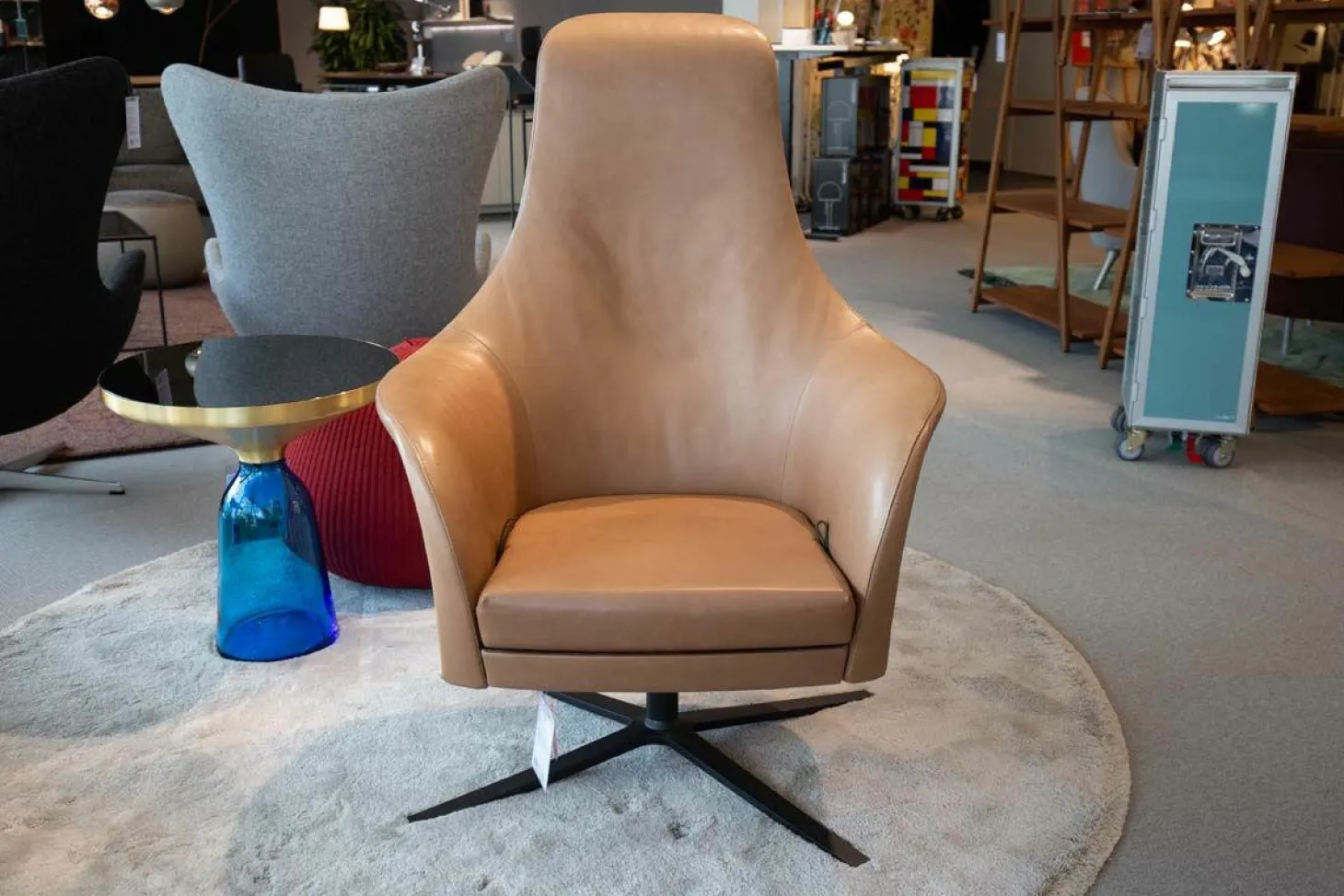 Relaxsessel Marvin Leder Country Ton Hellbraun Gestell Schwarz