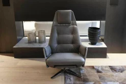 Relaxsessel Mesh Leder Anilina Terra Gestell Chrom mit Relaxfunktion