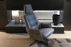 Relaxsessel Mesh Leder Anilina Terra Gestell Chrom mit Relaxfunktion