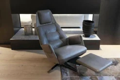 Relaxsessel Mesh Leder Anilina Terra Gestell Chrom mit Relaxfunktion