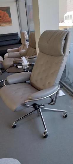 Relaxsessel Metro Home Office Leder Paloma Silver Grey Base Mit Hoher Rückenlehne