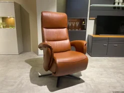 Relaxsessel Mondo Casio R Leder Texas Cognac Braun Sternfuß Pulverbeschichtet Schwarz