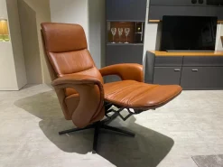 Relaxsessel Mondo Casio R Leder Texas Cognac Braun Sternfuß Pulverbeschichtet Schwarz