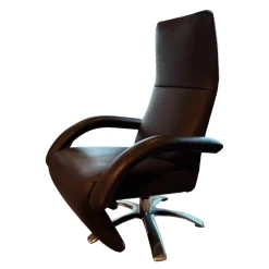 Relaxsessel Multi-Move Mini Yoga Leder Konia Bronzo Armlehne Mit Leder Bezogen gestell 5-Sternfuß Ellips Alu Chrom