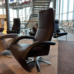 Relaxsessel Multi-Move Mini Yoga Leder Konia Bronzo Armlehne Mit Leder Bezogen gestell 5-Sternfuß Ellips Alu Chrom