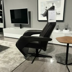 Relaxsessel Multi-Move Symphony Leder Lipano Fondente Schwarz 4-Sternfuß Alu Schwarz