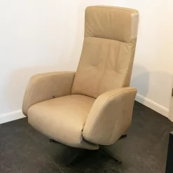 Relaxsessel NX 329 Bezug Leder Rancho Beige Creme Kreuzfuß 87 Schwarz Mit Rückenverstellung