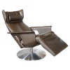 Relaxsessel Orea Leder Braun Gestell Silber