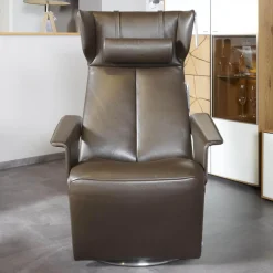 Relaxsessel Orea Leder Braun Gestell Silber