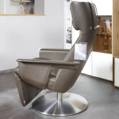 Relaxsessel Orea Leder Braun Gestell Silber