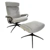 Relaxsessel Paris Stoff Line 11 Light Grey Grau Gestell Star Matt Schwarz Inklusive Hocker Und Kopfstütze
